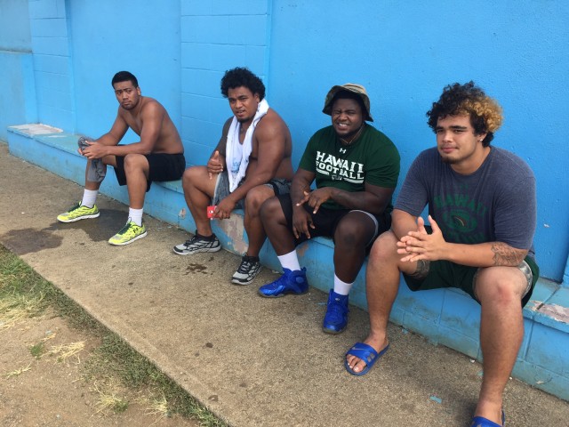 Linebacker Jamie Tago, nose tackles Kiko Faalologo, and Remy "Hurricane" McClam, and offensive lineman Tui Eli 