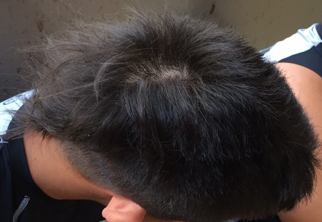 Wideout Andrew Ho's faux-hawk