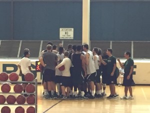 UH capped Sunday's practice with an inspirational message from ex-NBAer Casey Jacobsen.
