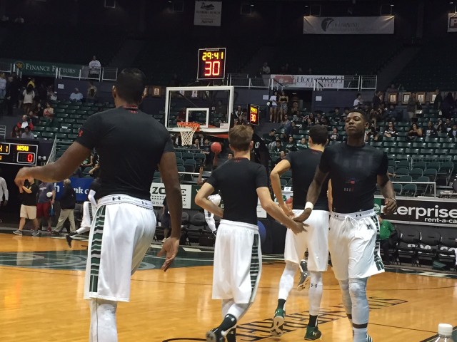The Rainbow Warriors wore Darth Vader shirts during warm ups.