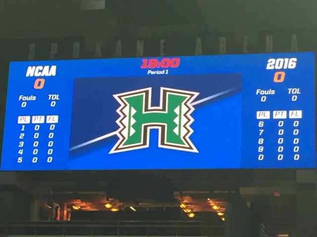 This was on the big screen in the arena during UH's practice.