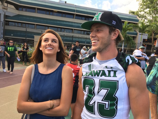 Newlyweds Savannah Collie and slotback Dylan Collie 