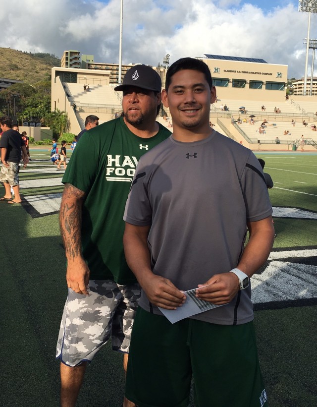 Former UH safety Nate Jackson and grad assistant Makana Garrigan