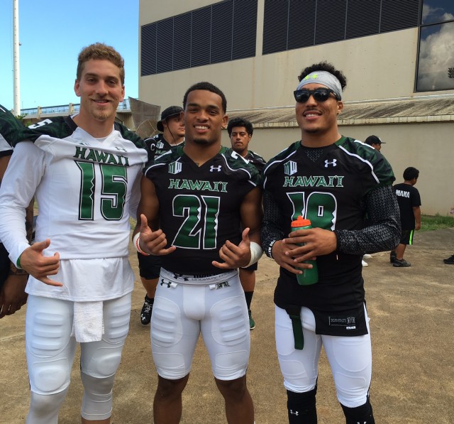 Quarterback Aaron Zwahlen, safety Damien Packer and left cornerback Jalen Rogers