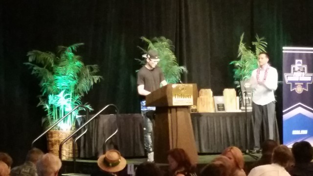 Niko Filipovich spoke after getting the Community Service Award.