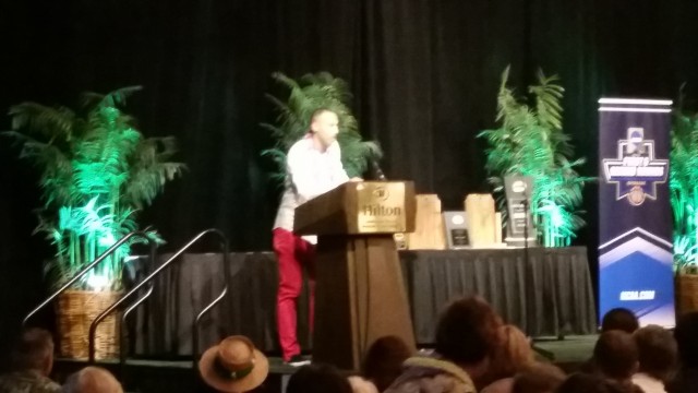 Quincy Smith spoke after receiving the Most Improved and Riley Wallace Leadership awards.