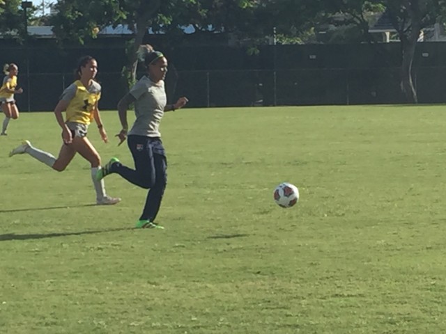 Natasha Kai put her speed to good use in UH 11-on-11 drills.
