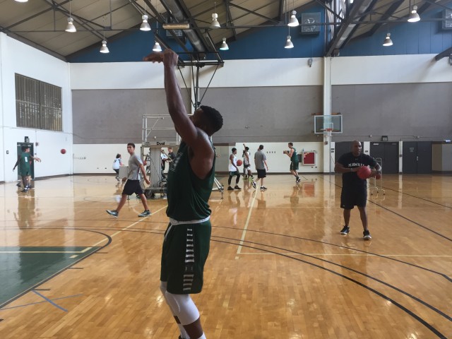 Forward Darryl Matthews worked on his mid-range game.