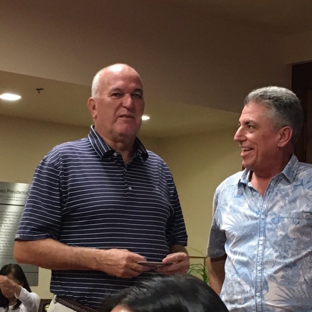 June Jones and Mike Hogan (a financial genius and my former softball teammate. Kruisers 4 eva. But I digress.)