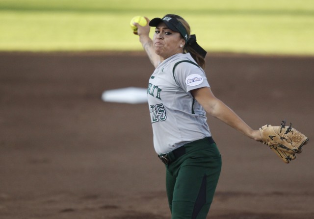 UH right-hander Kanani Aina Cabrales is part of the Rainbow Wahine softball team's three-member senior class along with Heather Morales and Ulu Matagiese. Jamm Aquino/Star-Advertiser