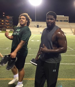 Center Asotui Eli and left tackle Dejon Allen