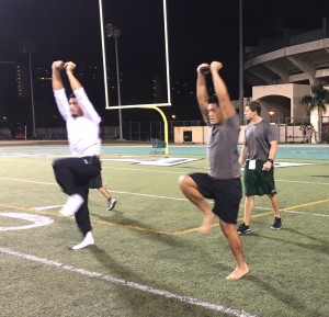Defensive end David Manoa and safety Keala Santiago