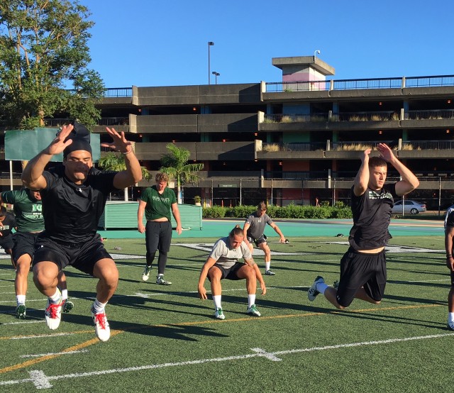 Slotback John Ursua and Cole Brownholtz