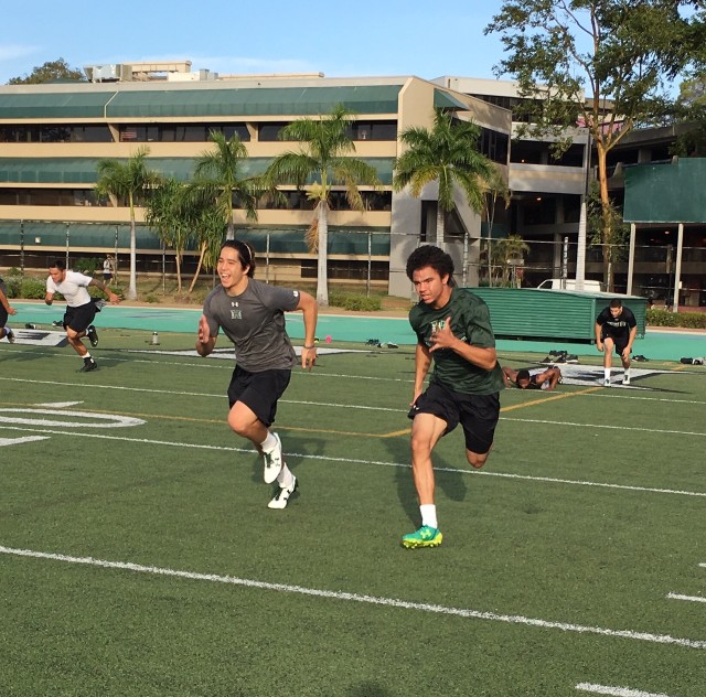 Wideout Kumoku Noa and cornerback Mykal Tolliver
