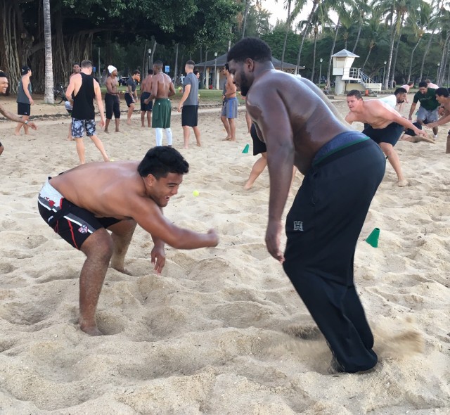 Defensive end Teva Eldridge and Dejon Allen