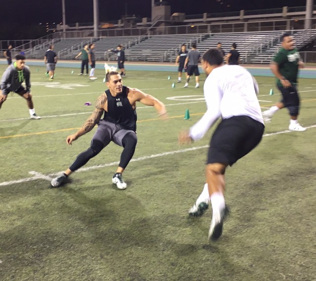 Wideout Keelan Ewaliko and linebacker Solomon Matautia