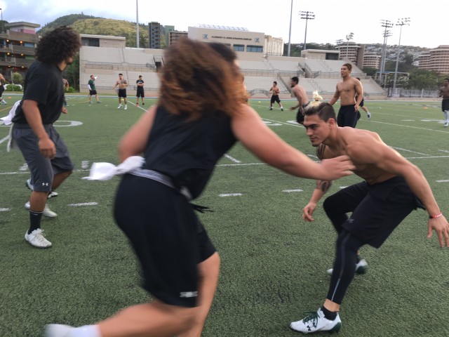 Defensive tackle Kalepo Naotala and wideout Keelan Ewaliko