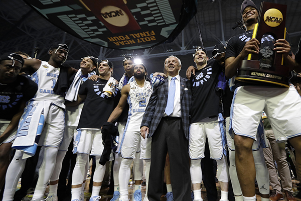 North Carolina celebrated its NCAA title. Associated Press photo.