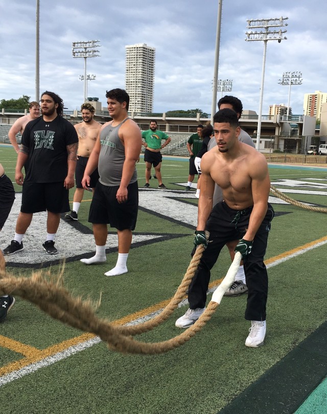 Defensive end David Manoa