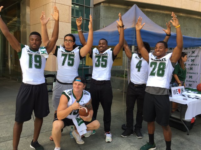 Eugene Ford, Kalepo Naotala, wideout Don'Yeh Patterson, Daniel Lewis, cornerback Cameron Hayes and Kyle Gallup 