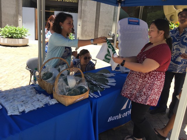 Bank of Hawaii gave away some swag